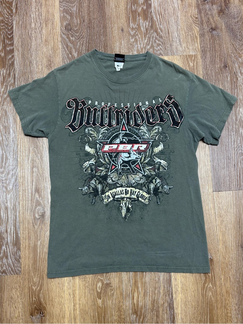 PBR Professional Bullriders Olive Green Graphic Short Sleeve Tee